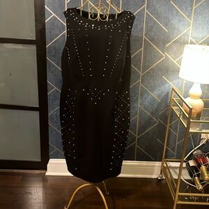ABS Allen Schwartz Black Studded Knit Dress